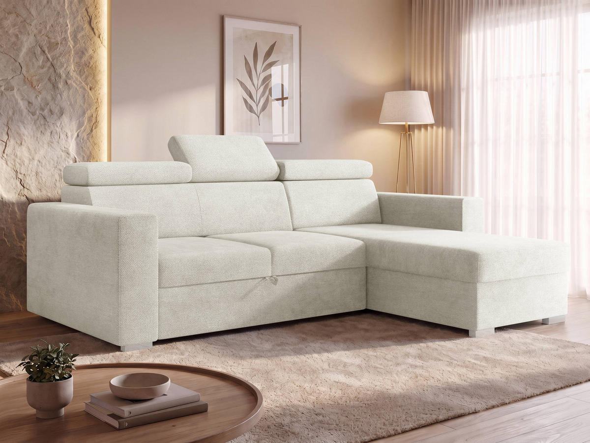ECKSCHLAFSOFA Pedro 2rLC - Silberfarben/Naturfarben, Holz/Kunststoff (235/170cm) - MIRJAN24