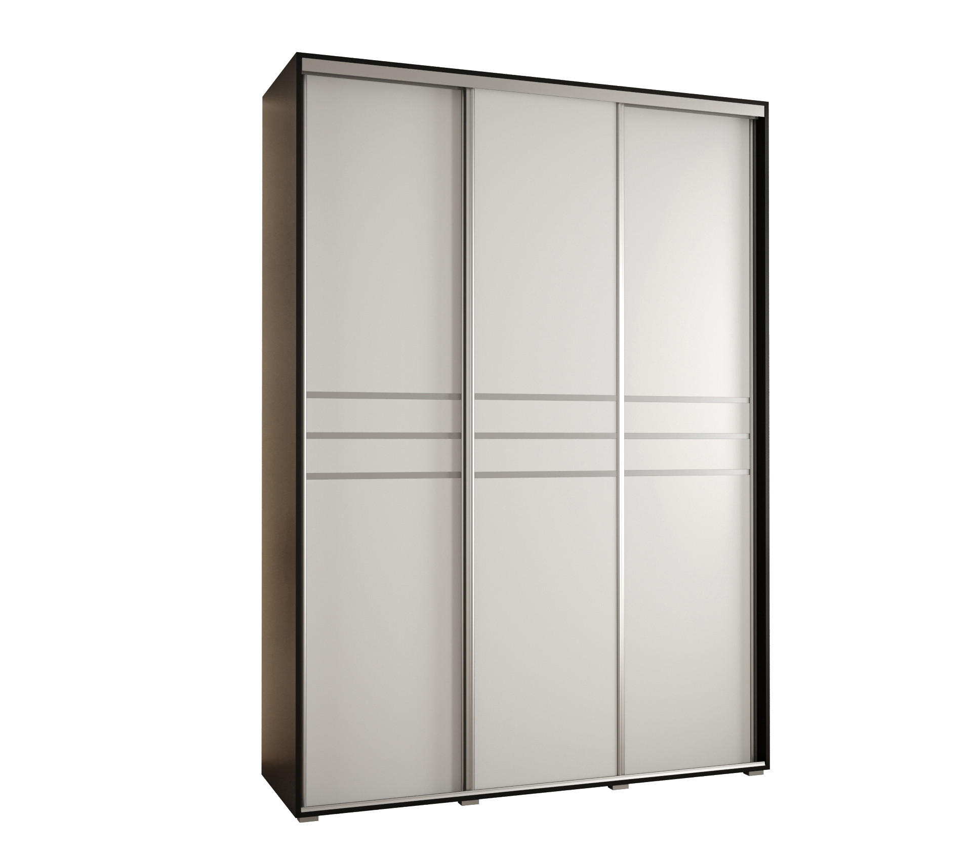 Abiks Möbel Schwebetürenschrank Schwarz, Weiß, Silber 170x235x45 cm