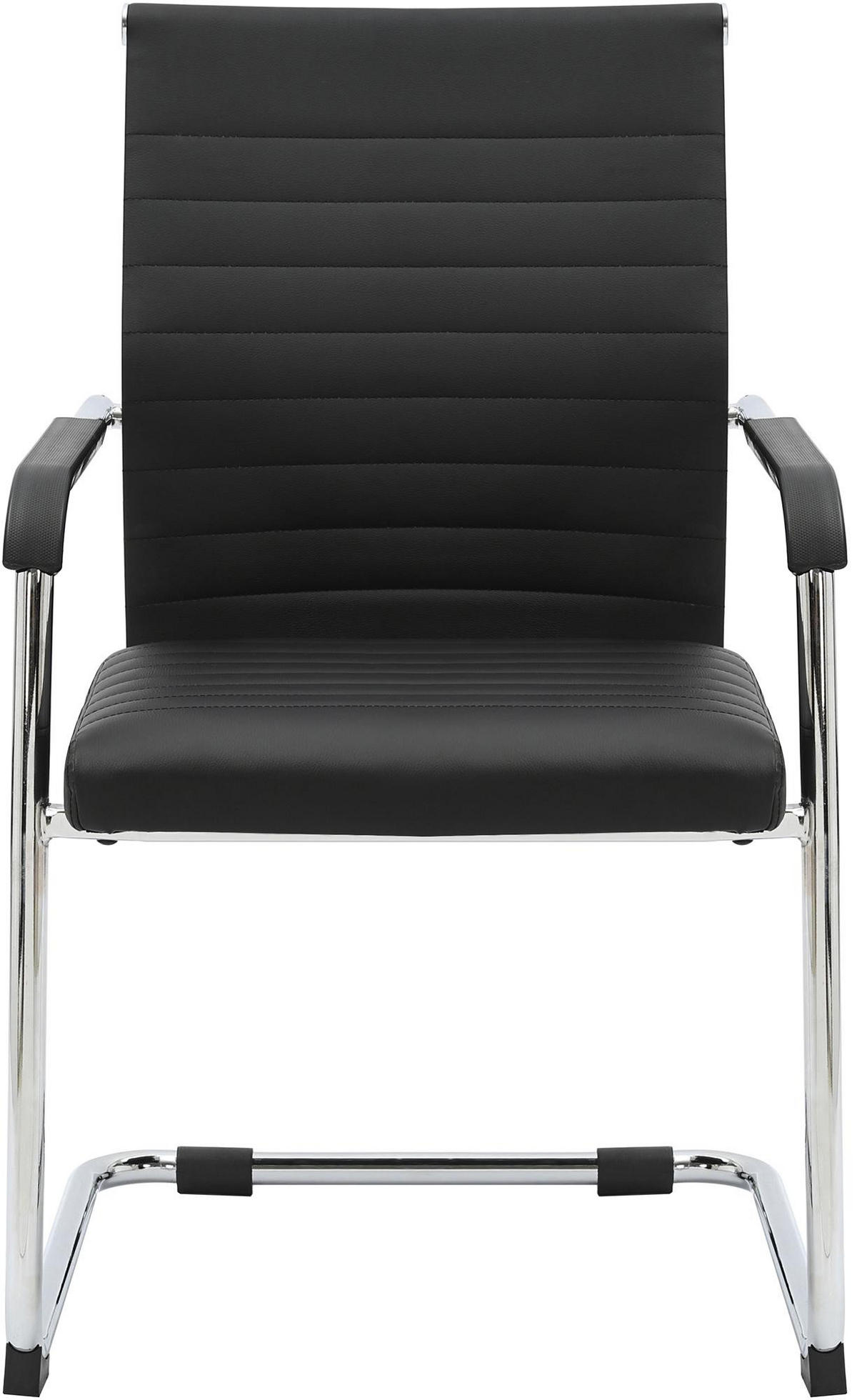 BESUCHERSTUHL Naples Kunstleder Schwarz Konferenzstuhl Bürostuhl - Schwarz, Leder (55/90/62cm) - DELUKE