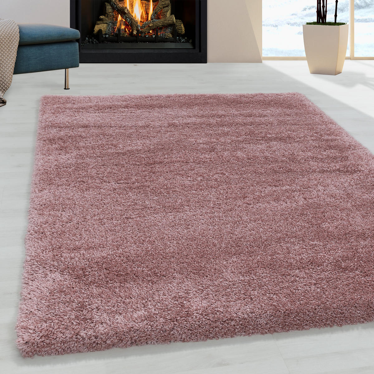 TEPPICH Hochflor Shaggy Uni Style Polypropylen Wohnzimmer Rosa Rechteckig 120x170 - Rosa, Textil (120/170cm) - KADIMA DESIGN