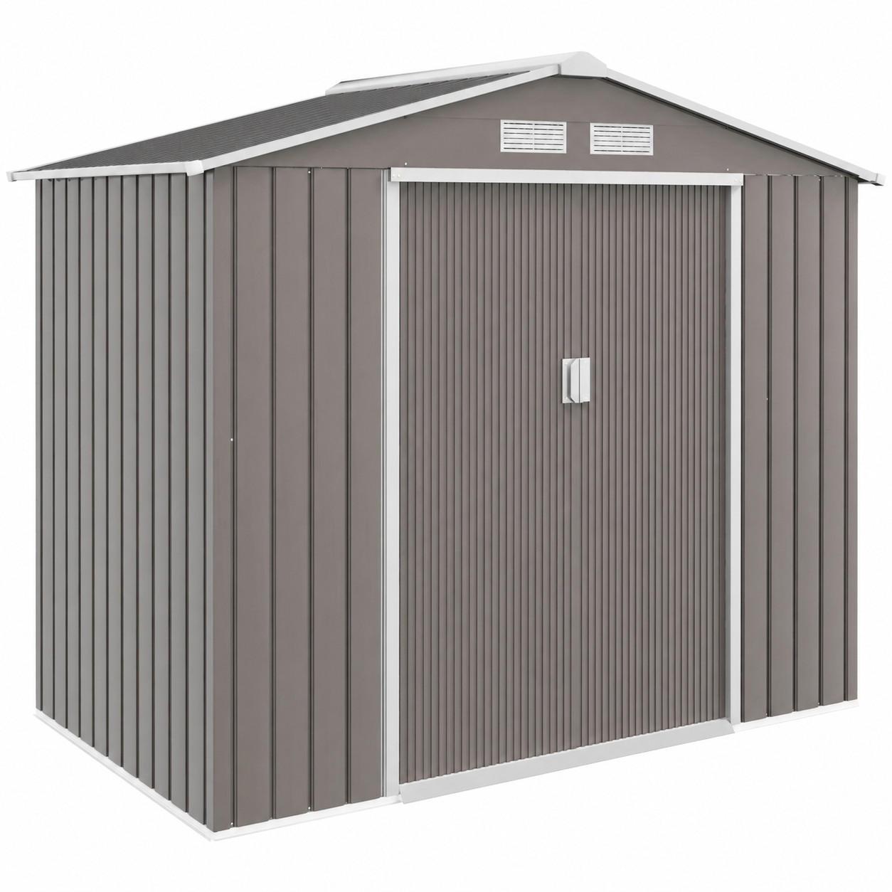 GERÄTEHAUS 213/130/185 cm Grau mit Schiebetüren und Fundamente - Grau, Metall (130/185/213cm) - Oxeza