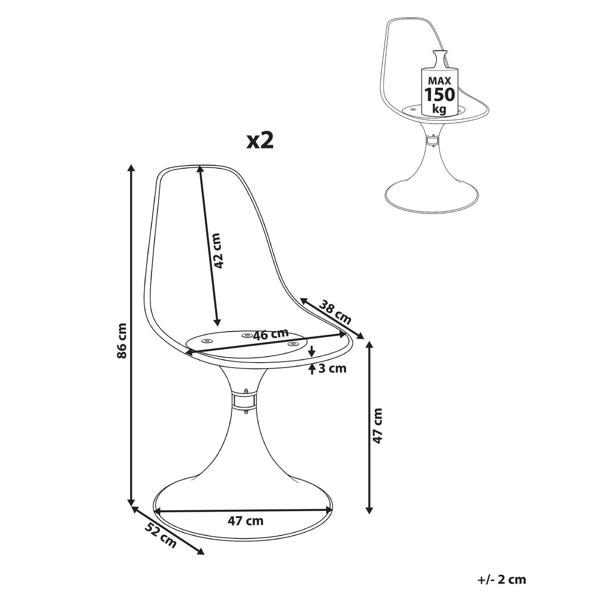 ESSZIMMERSTUHL 2er Set Transparent Clarksville - Transparent, Kunststoff (47/86/52cm) - Beliani