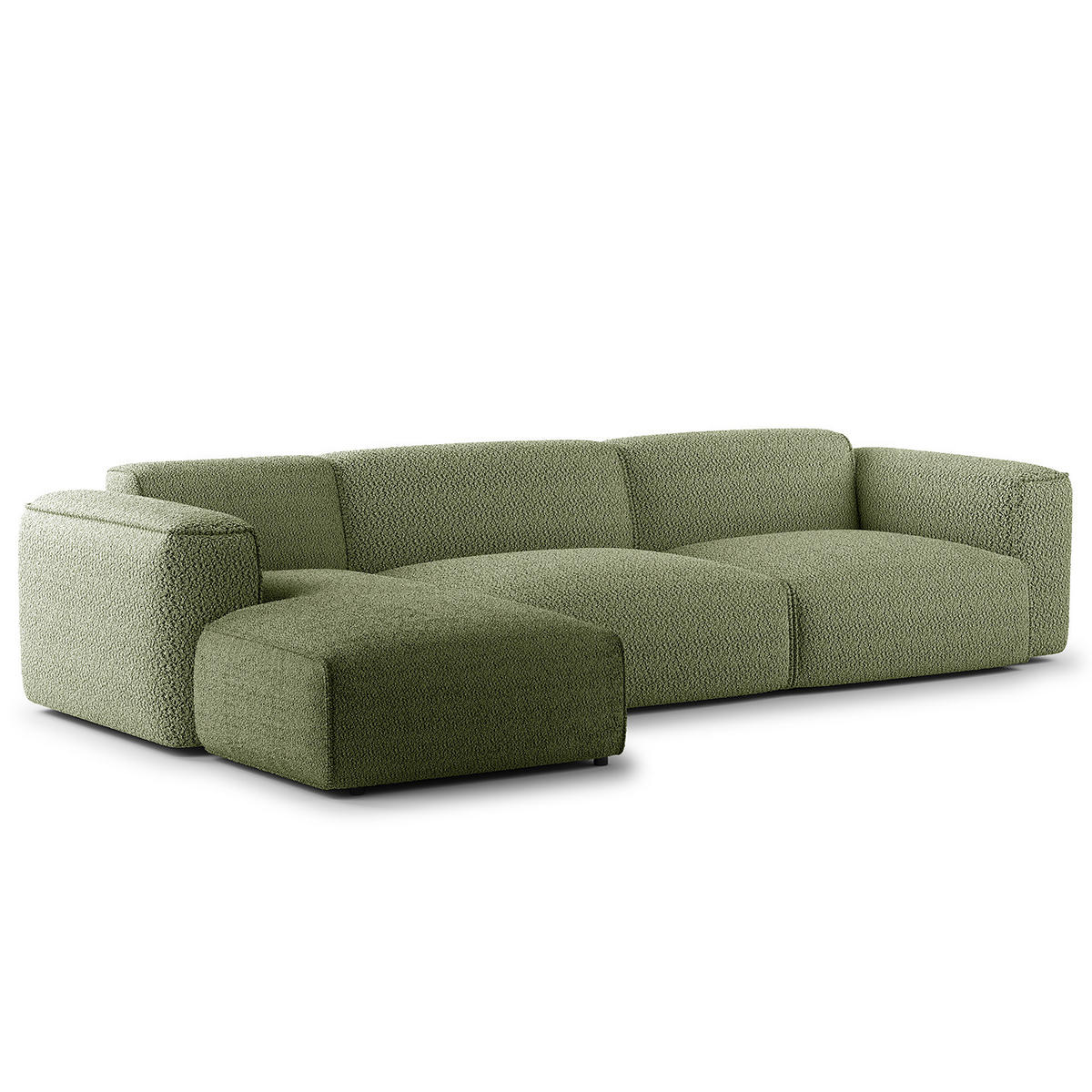 3-SITZER ECKSOFA mit Longchair - Schwarz/Grün, Kunststoff/Textil (317/173cm) - home24