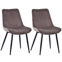 STUHL-SET 2 Stück aus Samt in Modernem Stil-YZ1 - Mokka, Textil/Metall (53/88/62.5cm) - HOMAVO