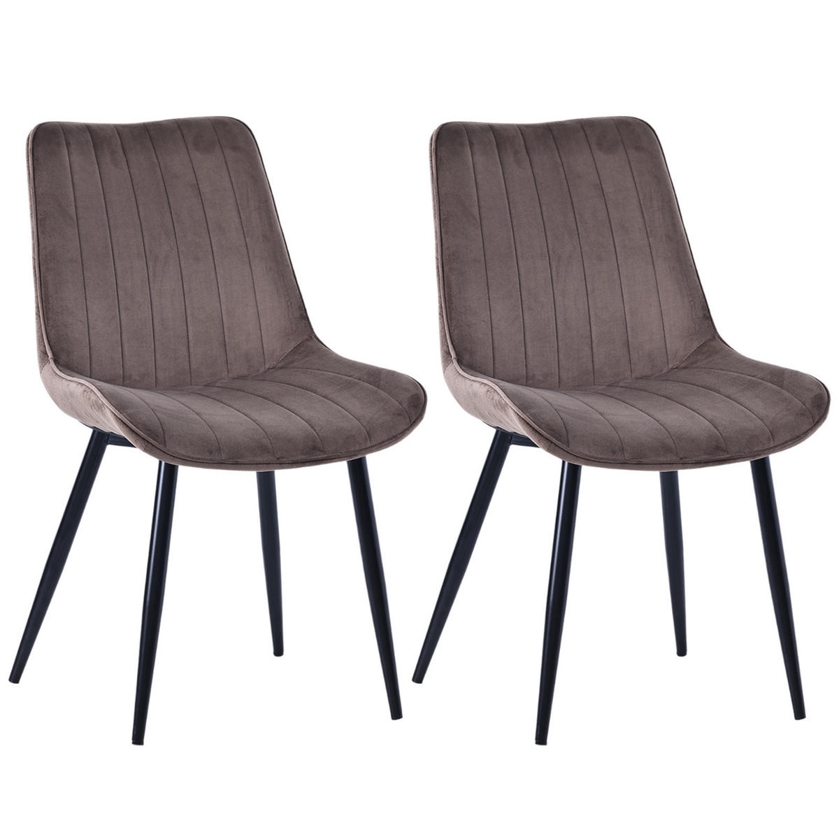 STUHL-SET 2 Stück aus Samt in Modernem Stil-YZ1 - Mokka, Textil/Metall (53/88/62.5cm) - HOMAVO