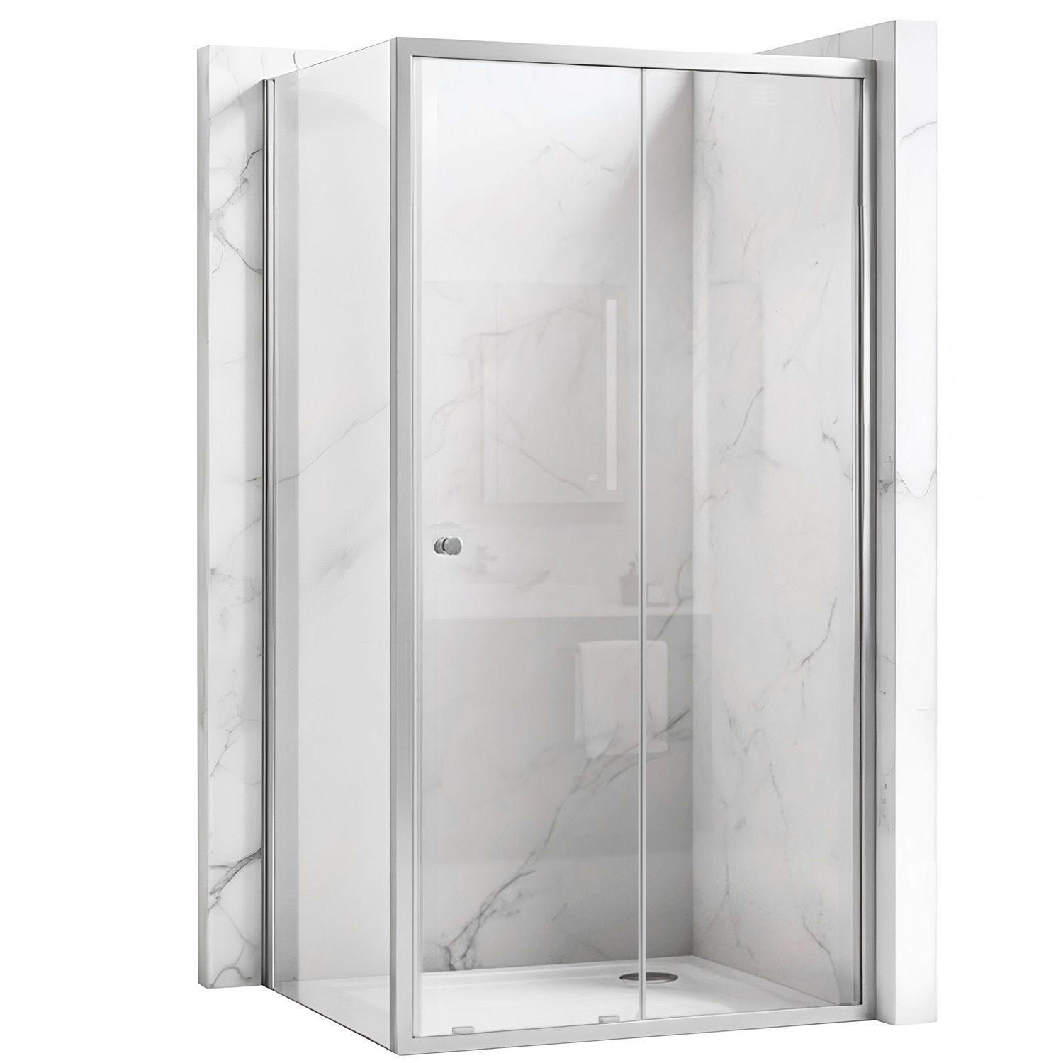 DUSCHKABINE Rea Primo Slide 120x90 Chrome - Chromfarben, Glas (120/90/190cm) - REA