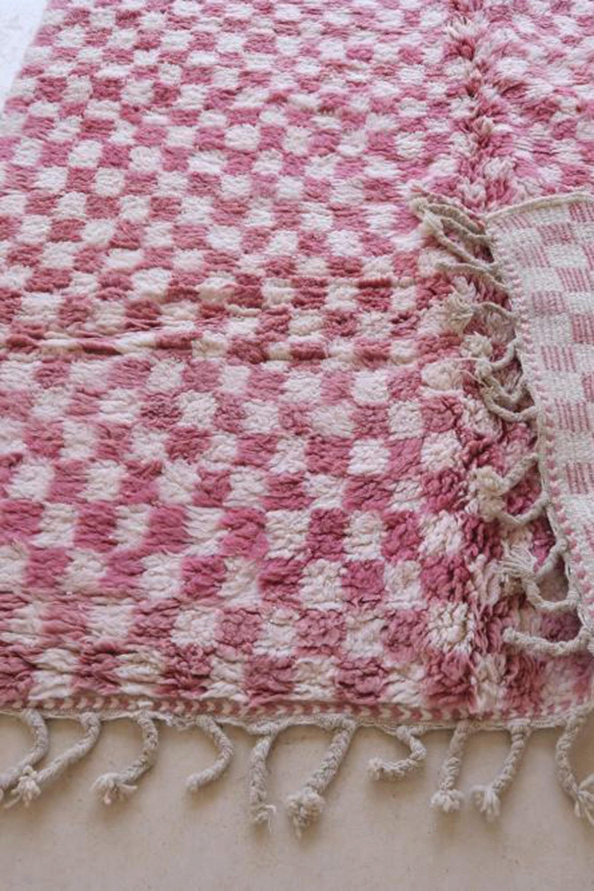 BERBERTEPPICH aus Marokko aus Wolle kariert rosa - Pink, Naturmaterialien (232/300cm) - AFK Living
