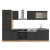 KÜCHENZEILE R-Line Anthrazit Landhaus/Goldkraft Eiche 300 cm , AP Marmor - Honigeiche/Anthrazit, Holzwerkstoff (300/81.6/60cm) - Vicco