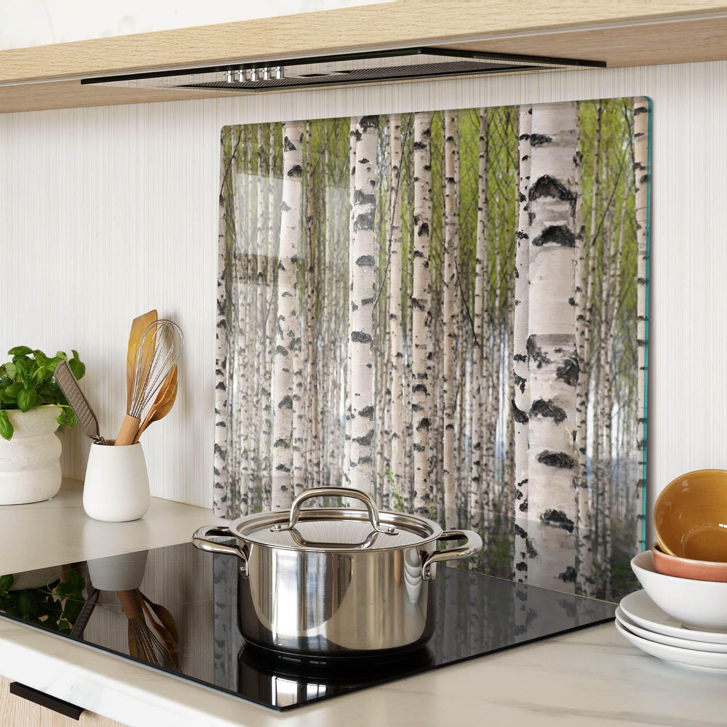 GLASPLATTE 60x52 cm Birkenwald - Weiß, Glas (60/0.4/52cm) - TULUP