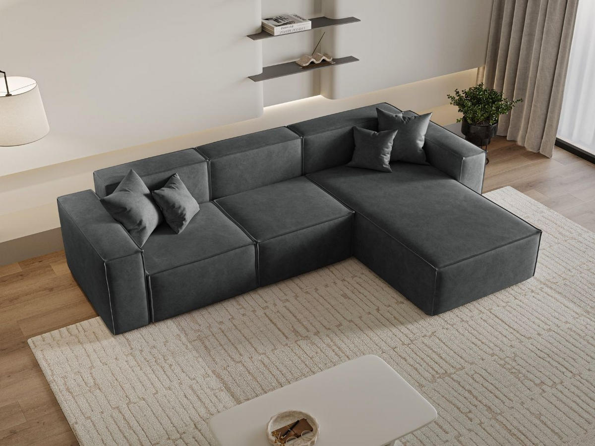 ECKSOFA Arizona Dunkelgrau Rechts - Dunkelgrau, Holz/Textil (265/180cm) - Graingold