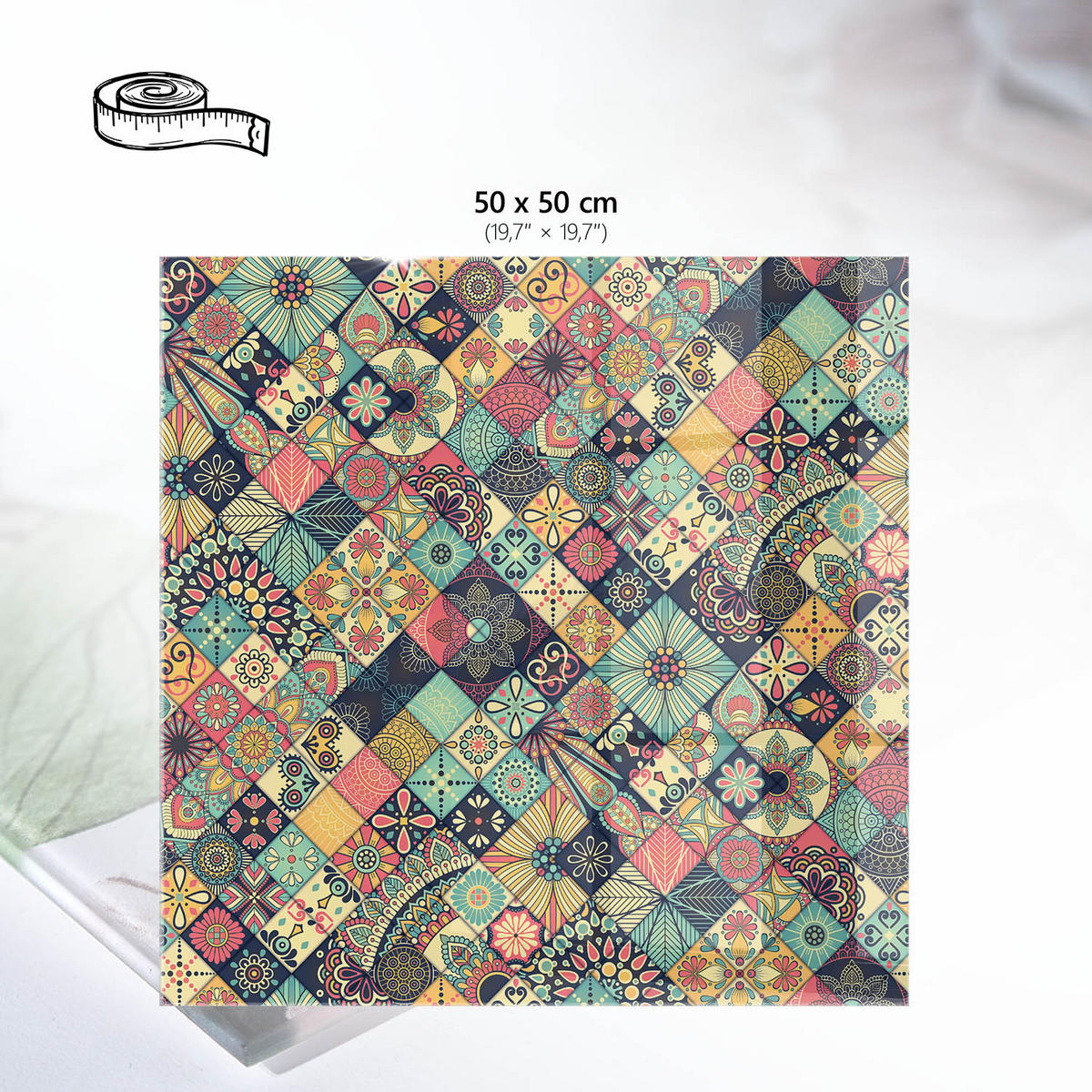 TISCHPLATTE 50x50 cm – Mosaik der Farben - Beige, Glas (50/50/0.4cm) - Wallfluent