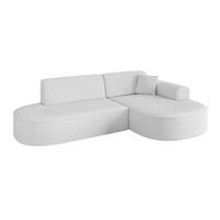ECKSOFA Ottomane Rechts MARI-L1 - 232x163x73,5 cm Weiß Bouclé - Schwarz/Weiß, Holzwerkstoff/Kunststoff (234/163cm) - ALTDECOR