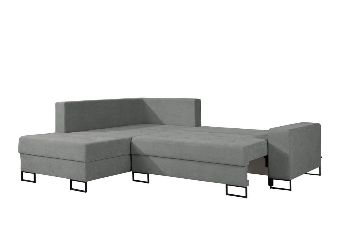 ECKSOFA mit Schlaffunktion Links Grau Chenille - 245x200 cm - Trevi - Schwarz/Grau, Holz/Holzwerkstoff (245/200cm) - Ravio