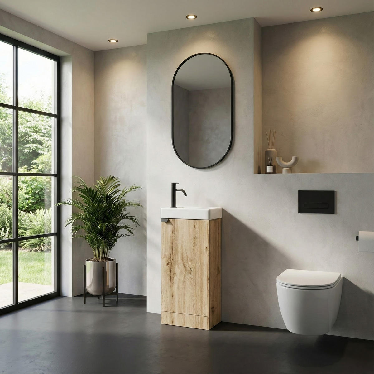 GÄSTE-WC-MÖBELSET Orion 2 Teile Eiche - 40 x 22 x 88 cm - Eichefarben, Holz (40/88/22cm) - Badplaats