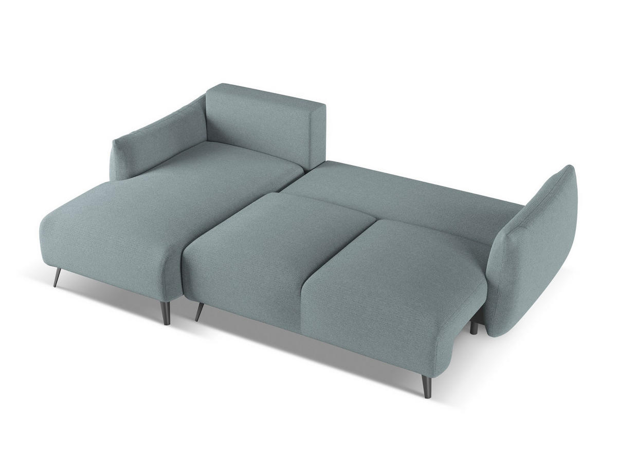 ECKSOFA mit Schlaffunktion Chenille Stoff Blau - Blau/Blaugrau, Textil/Metall (162/242cm) - Makamii