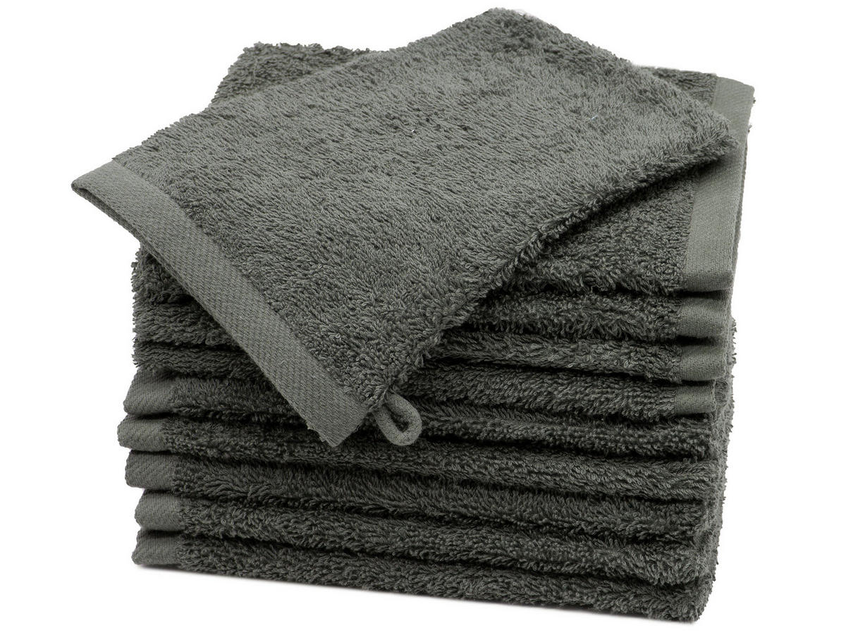 WASCHHANDSCHUH, 10er-Set, 17x21 cm, 100% Baumwolle, Grau - Anthrazit, Textil (17/21cm) - Zollner