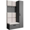 GARDEROBE Margaret I+IV 121/203/43 mit gepolsterten Paneelen - Beige/Schwarz, Holzwerkstoff/Kunststoff (121/203/43cm) - Beautysofa