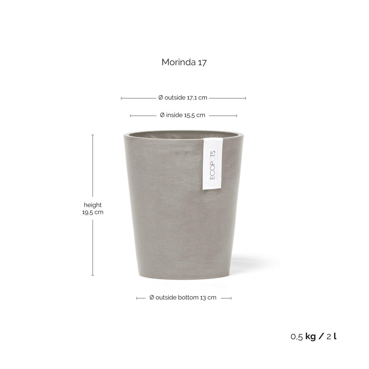 BLUMENTOPF Morinda Orchid 17,1/19,5 cm Taupe - Taupe, Kunststoff (17.1/19.5cm) - Ecopots