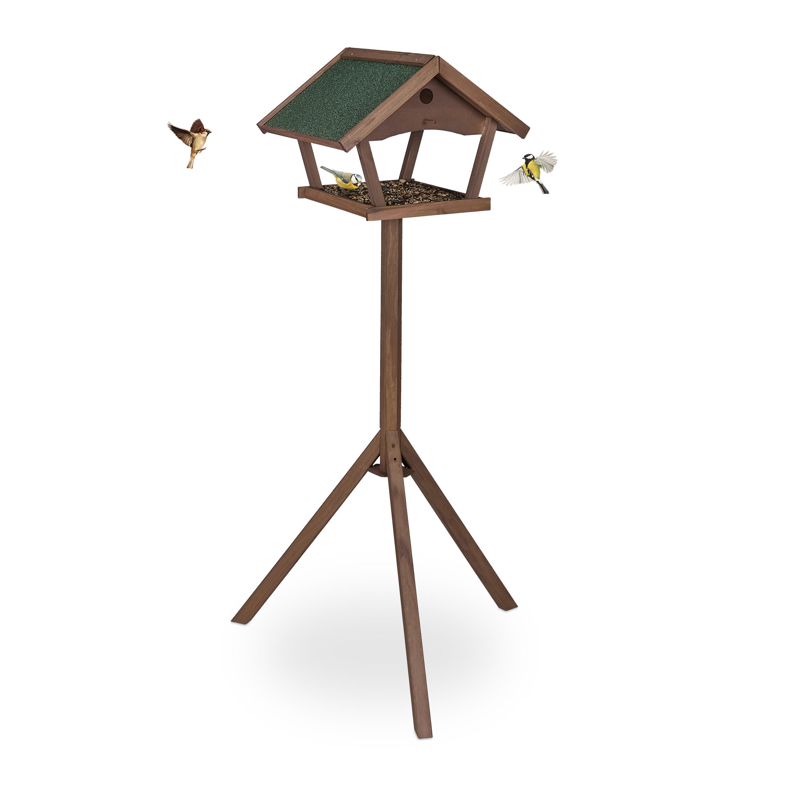 VOGELFUTTERHAUS - Braun, Holz (70/139/60cm) - Relaxdays