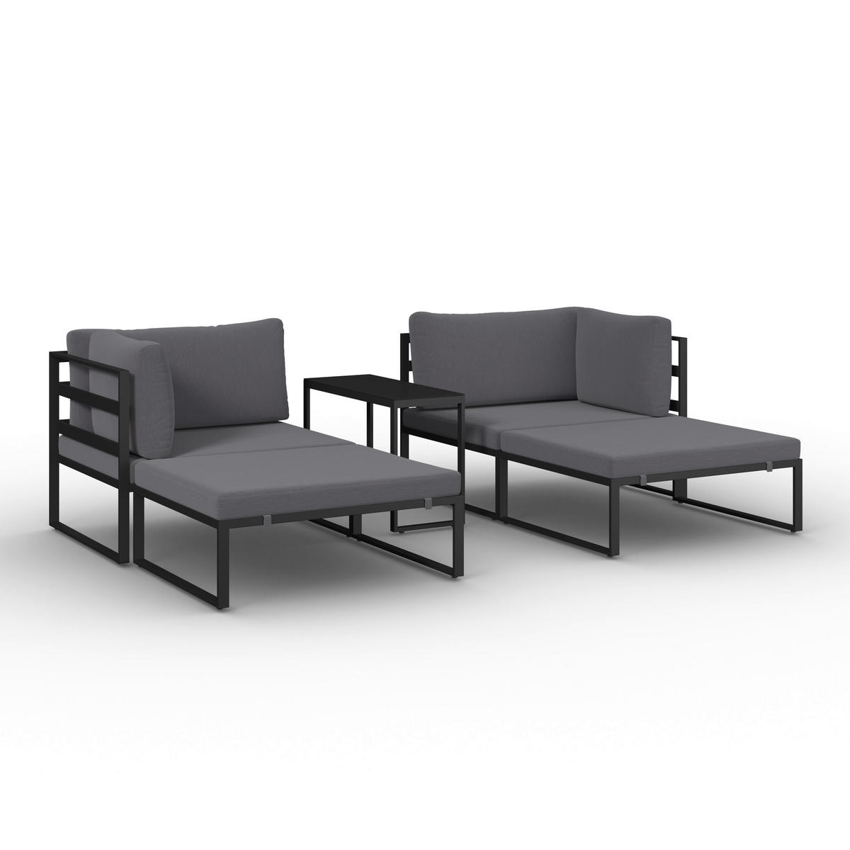 LOUNGEGARNITUR Valentina Dunkelgrau Metall/Outdoorstoff - Dunkelgrau, Metall