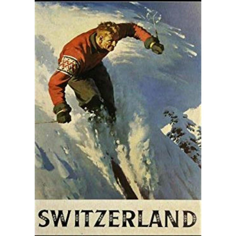 POSTER Europäische Berge Skifahren Schweiz A3 Rahmenlos - Klar, Papier (29.7/5/42cm) - Nacnic