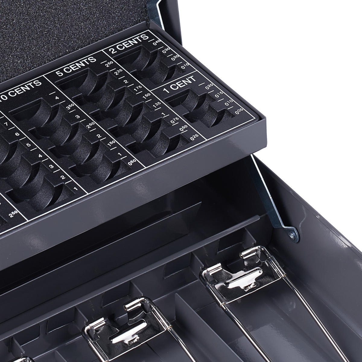 GELDKASSETTE Euro-Münzzählbrett - Grau, Kunststoff/Metall (30.5/8.5/24.5cm) - Relaxdays