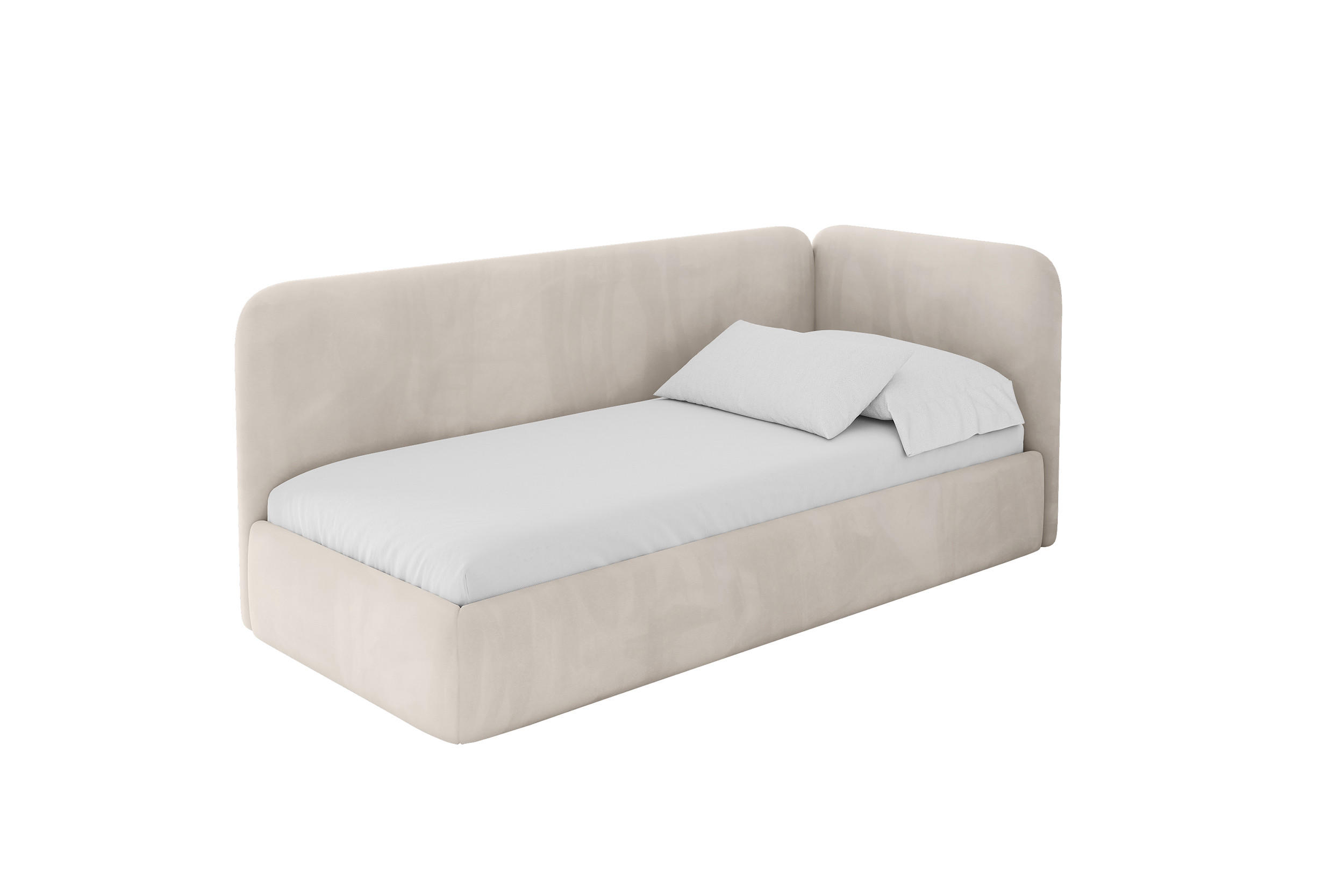 ALTDECOR JEDNOLŮŽKOVÁ POSTEL pro mládež s úložným prostorem, vlevo - ELSY 90x200 béžová