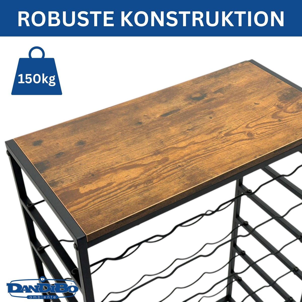 WEINREGAL Metall Freistehend 30 Flaschen - Schwarz, Metall (59/88/30cm) - DanDiBo