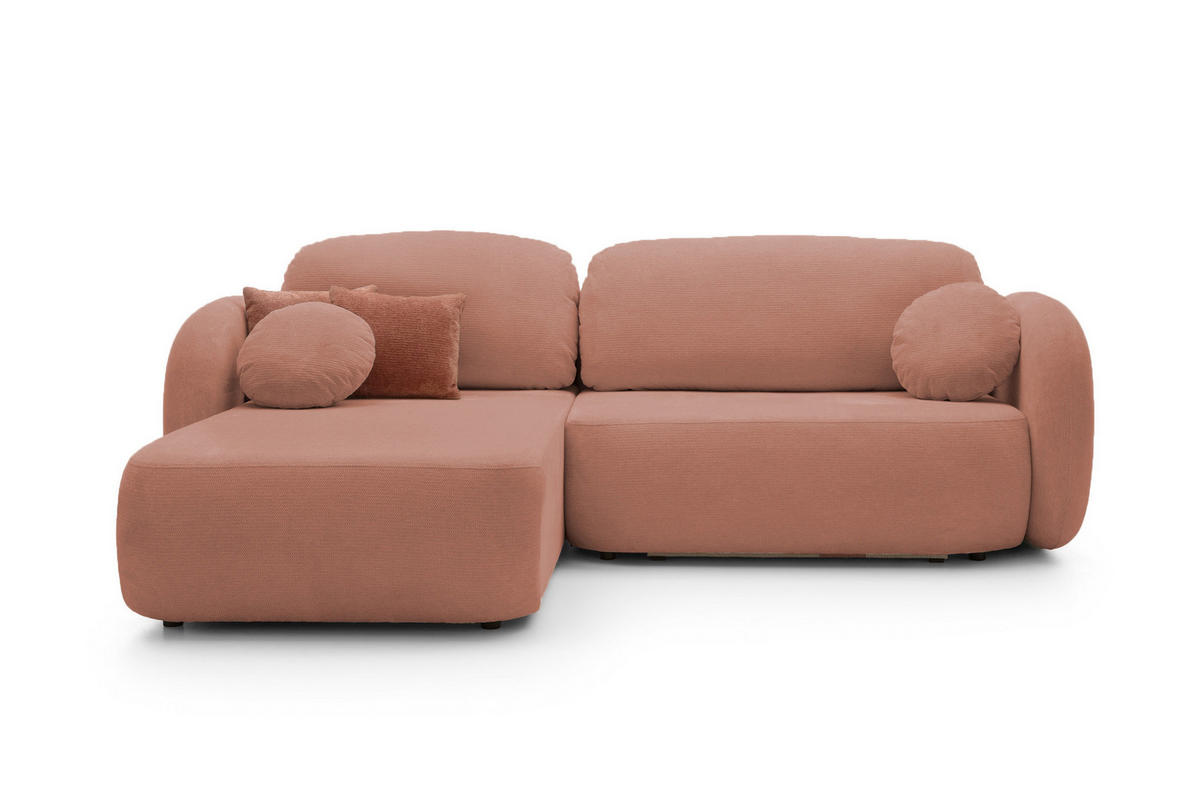 ECKSOFA OLIO L-Form Schlaffunktion mit Bettkasten, lose Rückenkissen, freistehend, LINKS 174x248 cm Rose - Rosa, Holz/Textil (174/248cm) - DomoHome