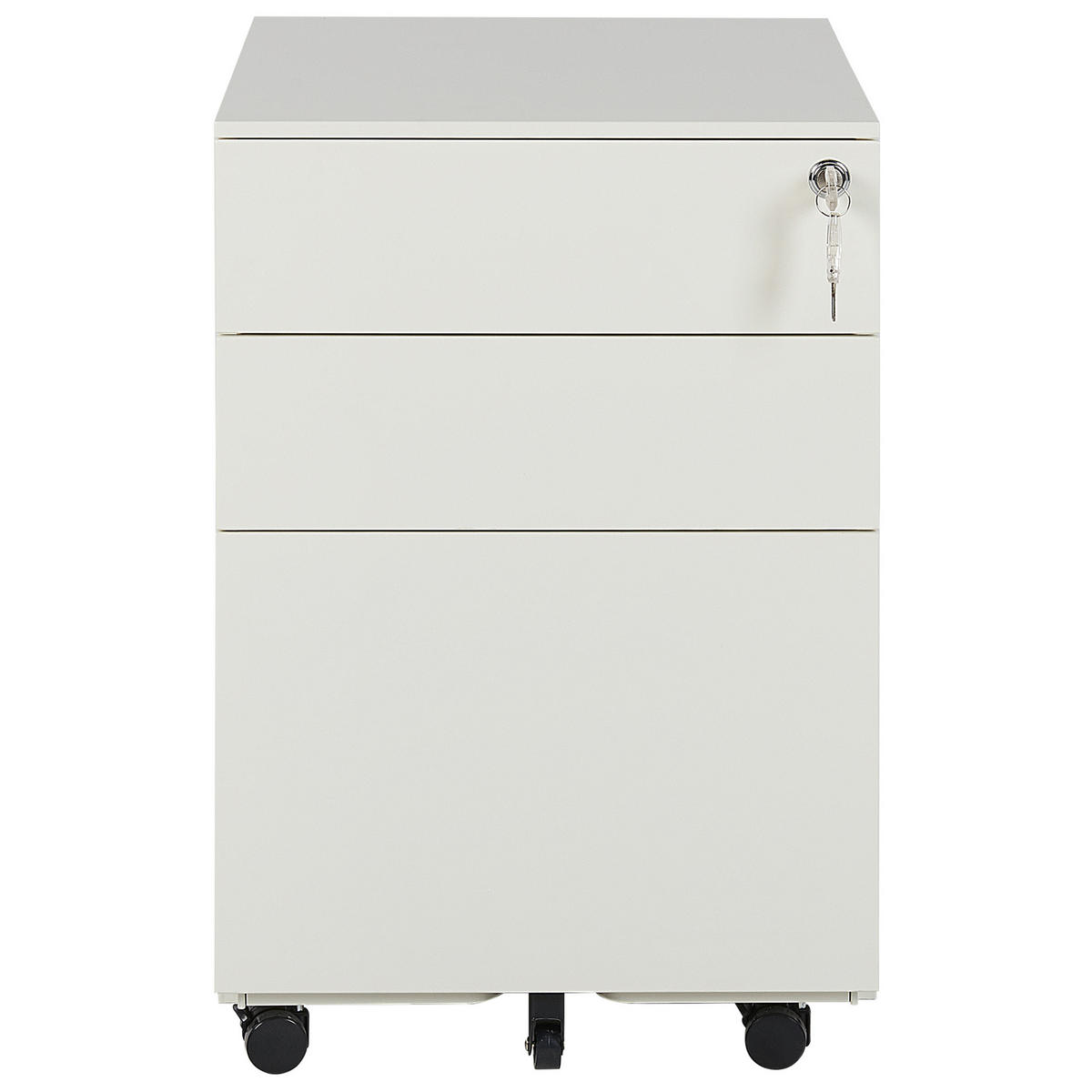 AKTENSCHRANK Metall cremeweiß 3 Schubladen mit Rollen Cami - Weiß, Metall (39/60/50cm) - Beliani