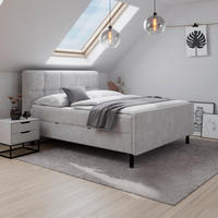 BOXBETT Marbella Hellgrau ca. 180 / 200 cm mit Topper - Hellgrau, Holz - Bessagi Home