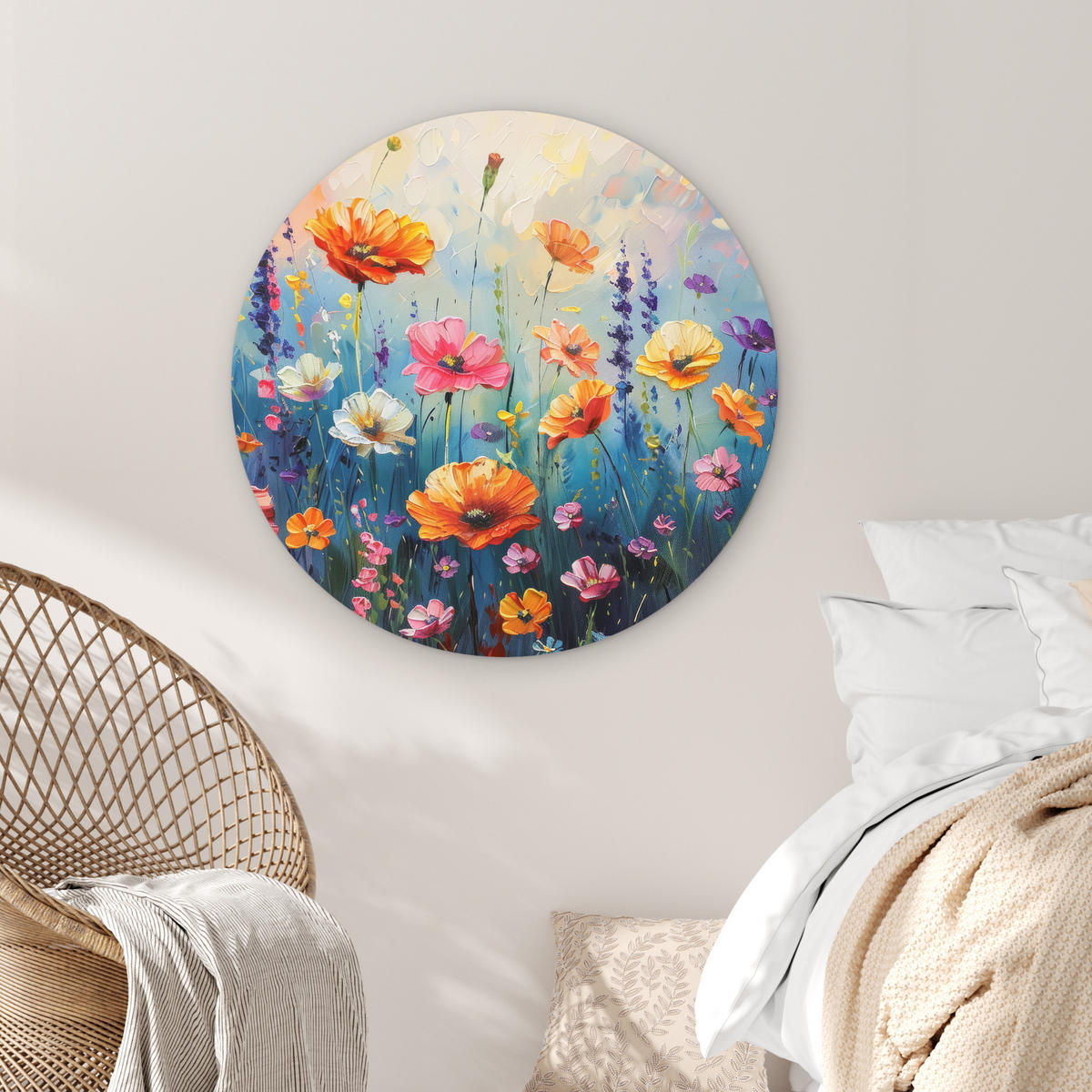 WANDBILD Blumen - Natur - Aquarell - Kunst 90x90 cm - Multicolor, Kunststoff (90/90cm) - MuchoWow
