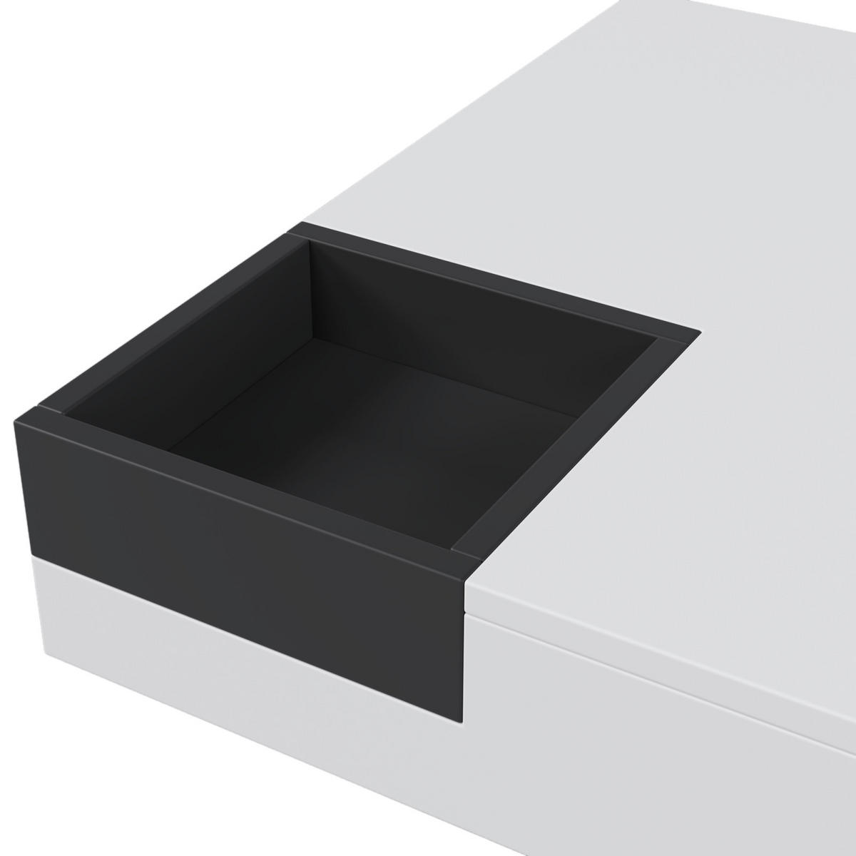 COUCHTISCH 72x72x30 cm Hochglanz, LED, Abnehmbare Aufbewahrungsbox, Beistelltisch - Weiß, Holz (72/72/30cm) - PARAFTA HOME
