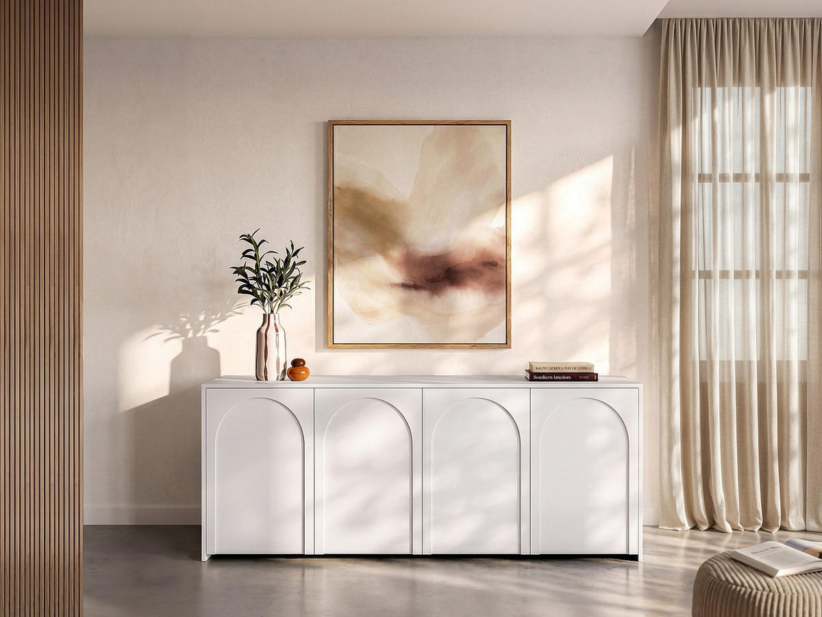 SIDEBOARD - 198 cm x 40 cm - holz - weiß Nalyra - Weiß, Holz (198/85/40cm) - Vente-Unique