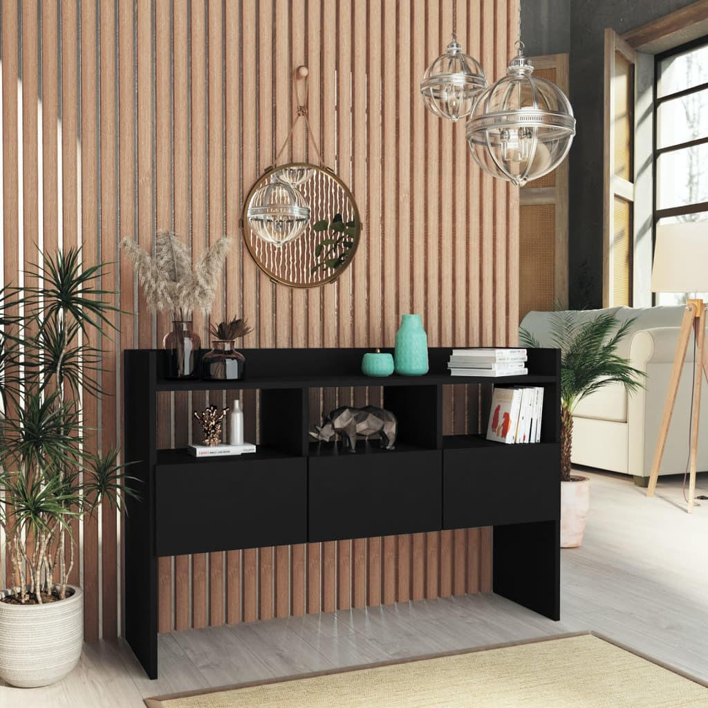 SIDEBOARD mit 3 Fächern, 3 Schubladen 105/30/70 cm aus Holzwerkstoff Schwarz - Schwarz, Holz (105/70/30cm) - vidaXL