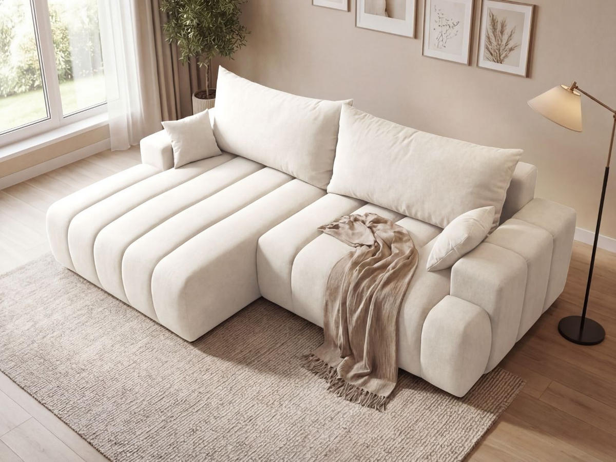 ECKSOFA Caleo Creme Links - Creme, Holz/Textil (270/170cm) - Graingold