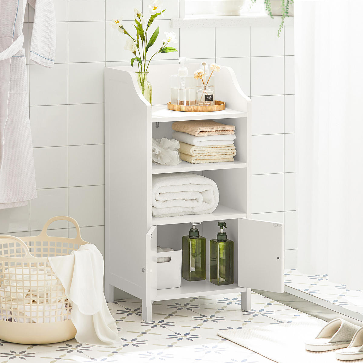 BADEZIMMERSCHRANK Weiß - Weiß, Holzwerkstoff (41/86/36cm) - SoBuy