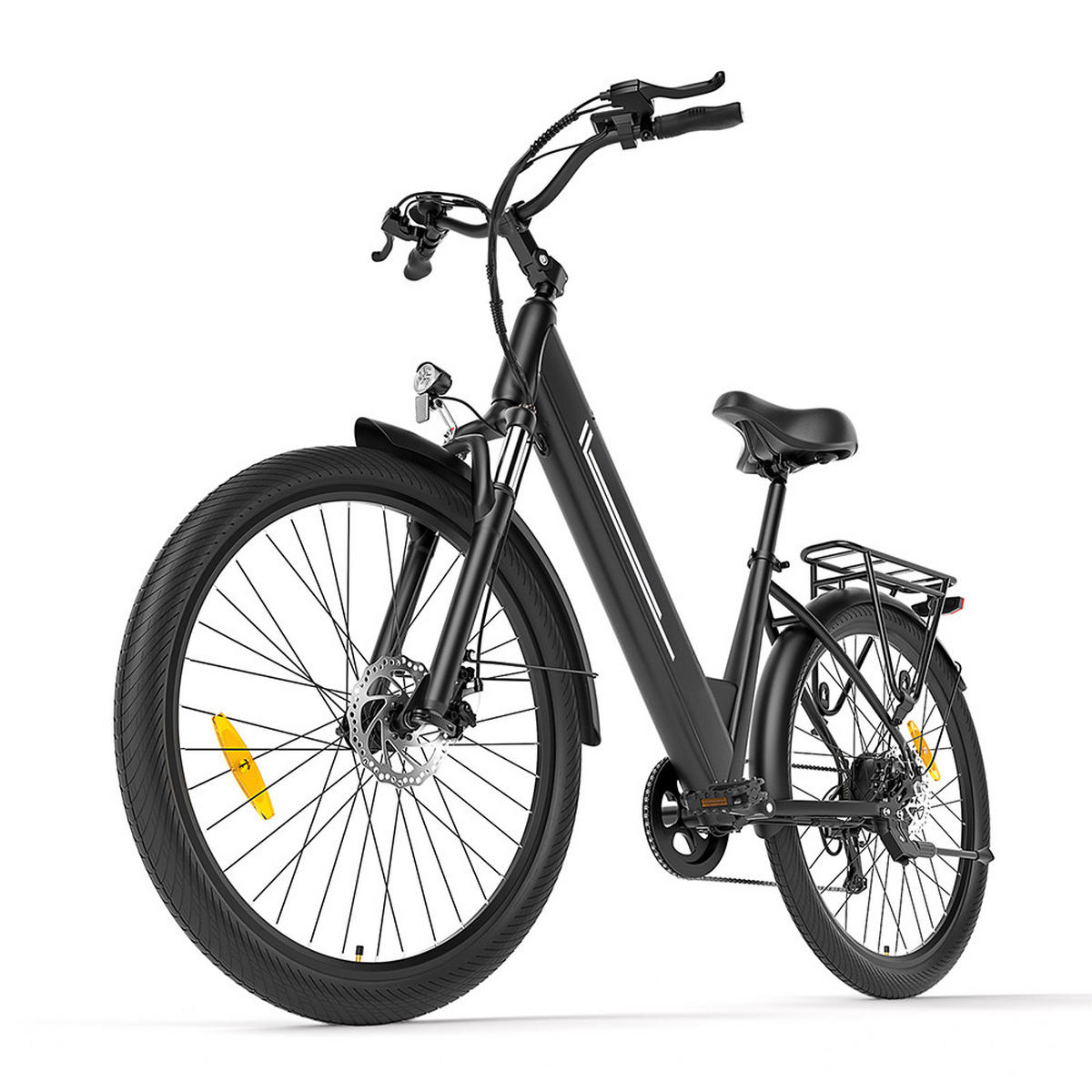 E-BIKE mit hydraulischen Scheibenbremsen, 100 km Reichweite & 80 mm Federweg (Schwarz) - Schwarz, Kunststoff (85cm) - Touroll