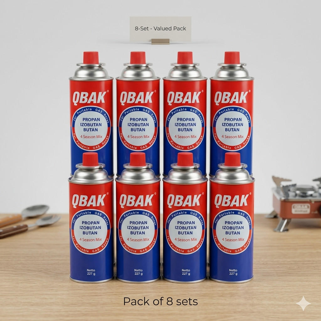 GASKARTUSCHEN, 8 Stück, 227g Butangas, Ersatz Gasflasche, Butan Für Campingkocher, Outdoor Kocher, Brennstoff, Camping Gas, Universal Set, Kocher - Blau/Rot, Metall (6.7/20/6.7cm) - Resch