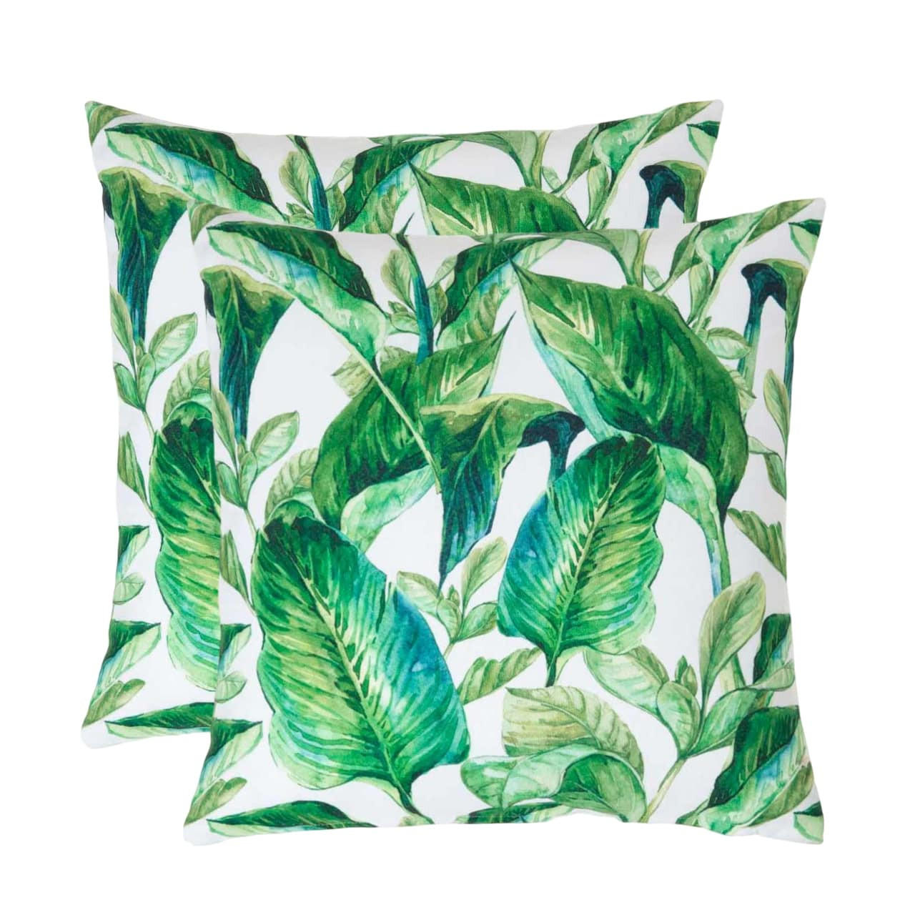 OUTDOOR-KISSEN 2er-Set 45/45 cm – Bananenblätter - Grün, Textil (45/45cm) - Homescapes