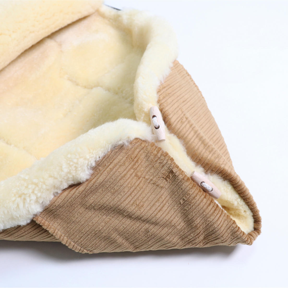LAMMFELL-FUSSSACK Filius Cord, camel - Hellbraun, Fell (46/6/100cm) - Kaiserbaby