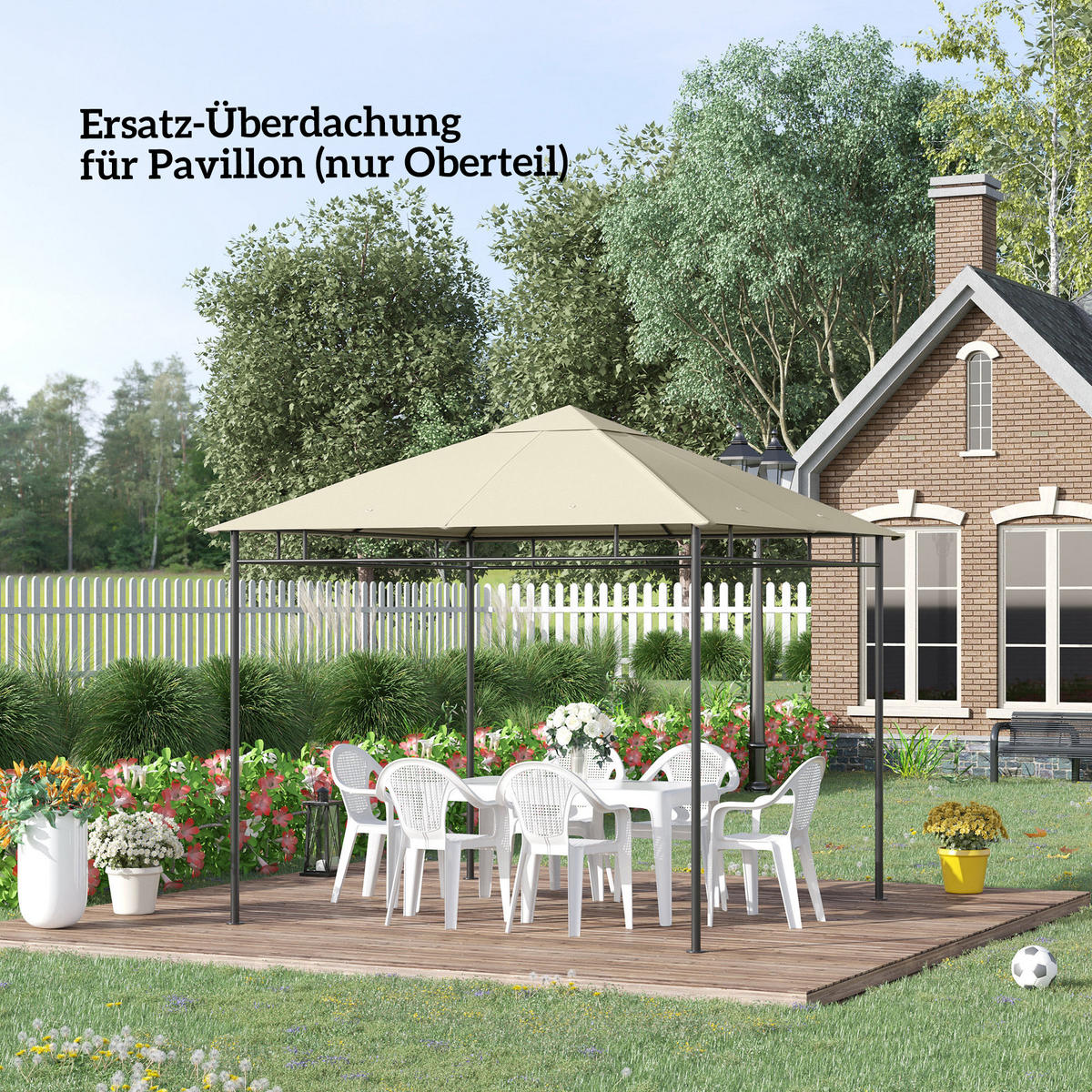 PAVILLON-ERSATZDACH aus Polyester Cremeweiß - Creme, Textil (295/1/298cm) - Outsunny