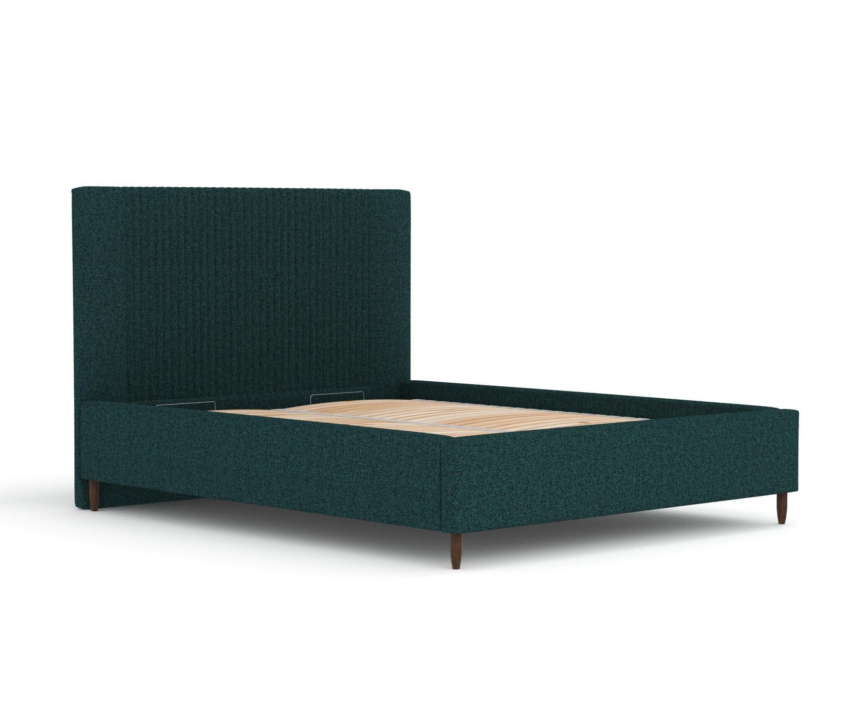 POLSTERBETT Etero Dunkelgrün 140/200 cm im Webstoff - Wengefarben/Naturfarben, Holz/Holzwerkstoff (140/200cm) - Maison de Reve