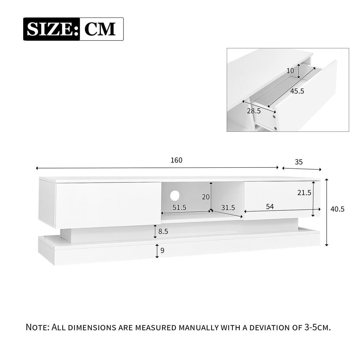 TV-LOWBOARD Led Weiß 160/35/40.5 cm - Weiß, Holz (160/40.5/35cm) - PANGIVO