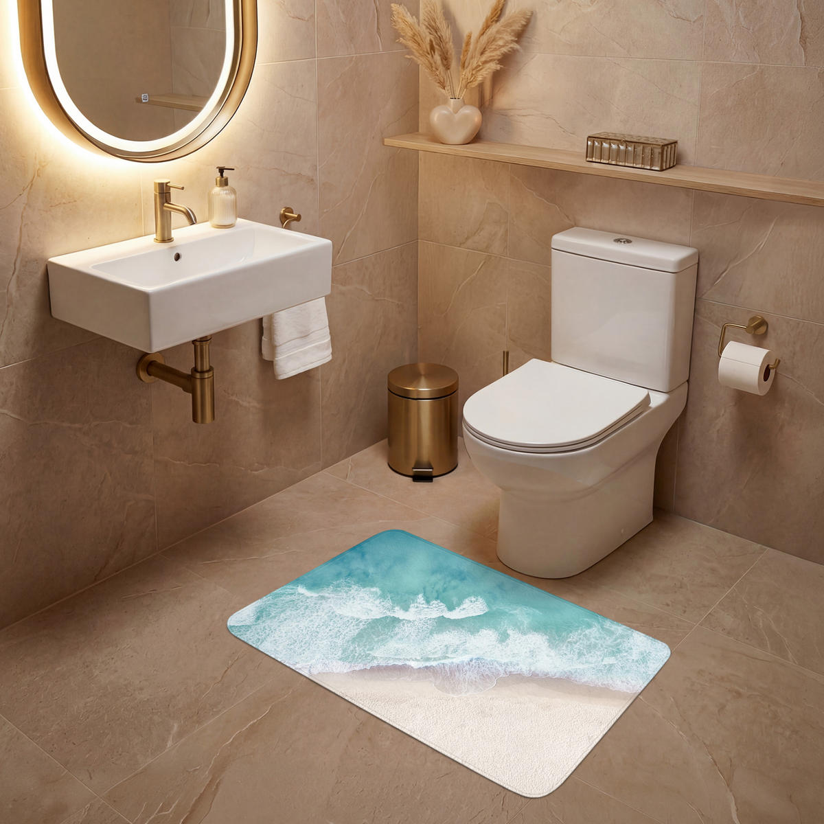 WC PŘEDLOŽKA Pláž - Moře - Příroda - Léto 80x50 cm - tyrkysová, textil/plast (80/1cm) - OnlyWow