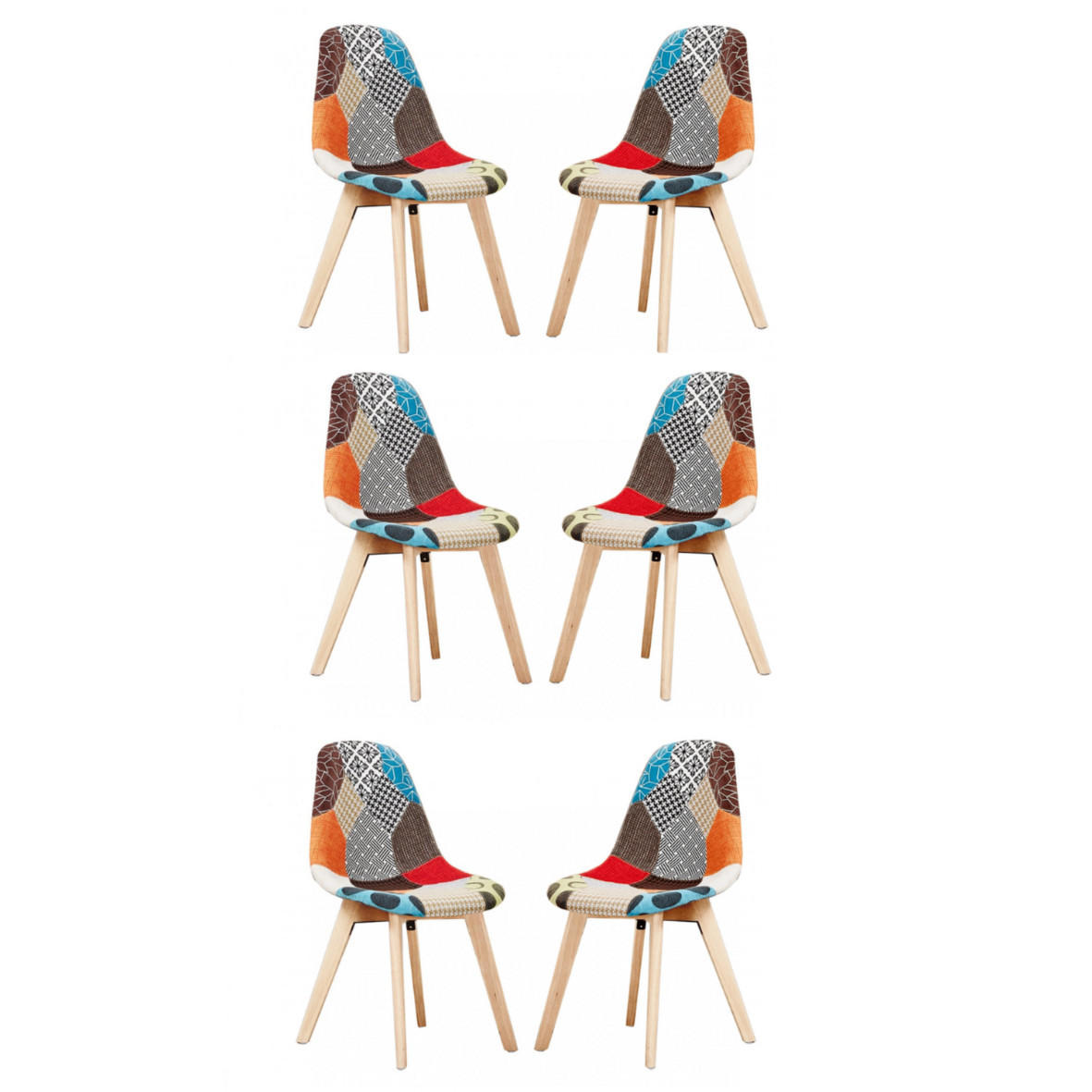 ESSZIMMERSTUHL Stoff 6-teilig Mehrfarbig - Multicolor, Holz (47/83/42cm) - Life Interiors