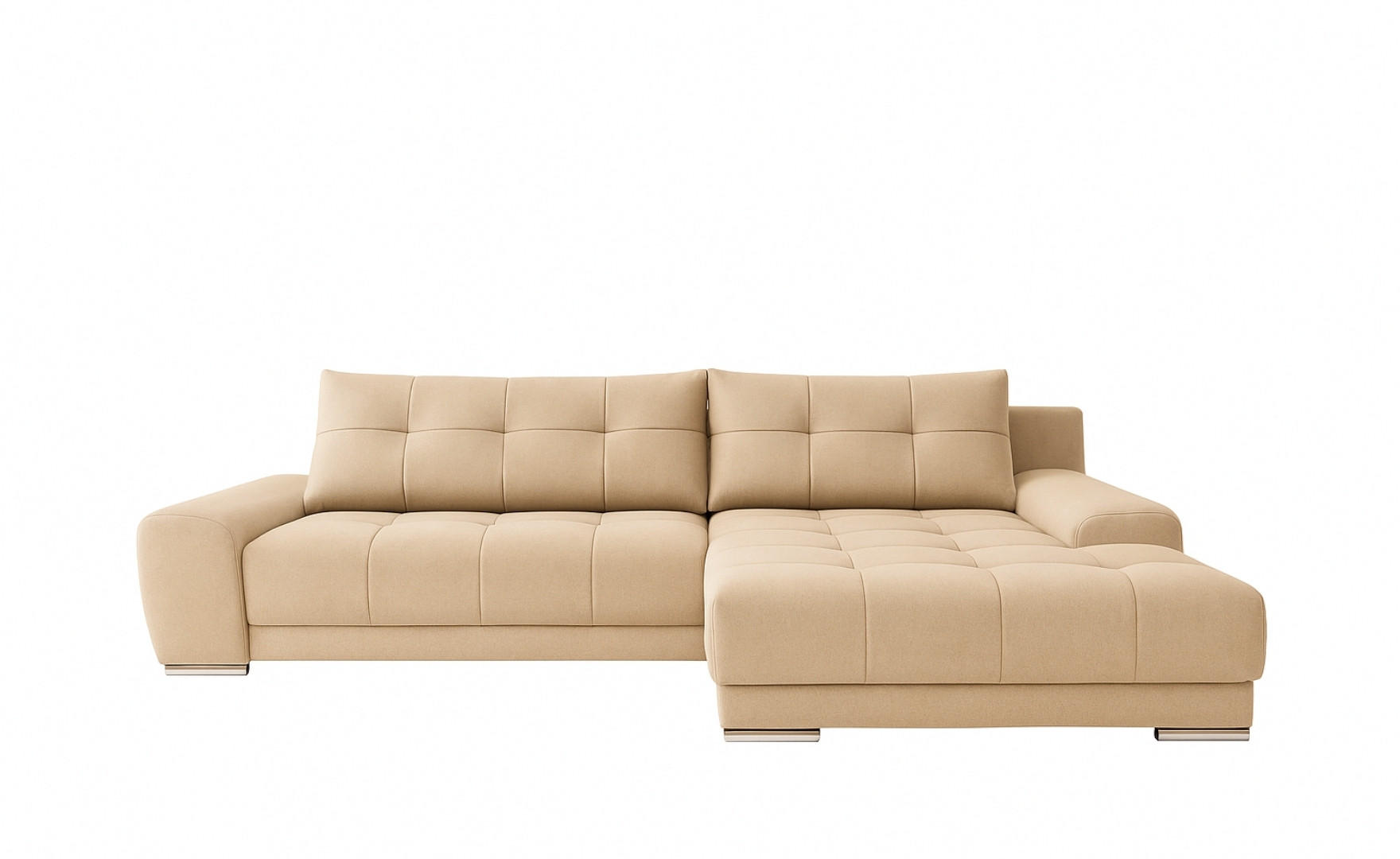 ECKSOFA WAVE Mit Schlaffunktion, Stoff SORO, Hellbeige Rechts - Creme, Holz (281/105cm) - Kaiser Möbel