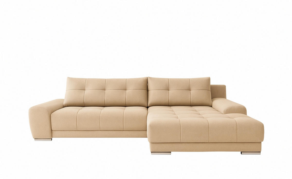 ECKSOFA WAVE Mit Schlaffunktion, Stoff SORO, Hellbeige Rechts - Creme, Holz (281/105cm) - Kaiser Möbel