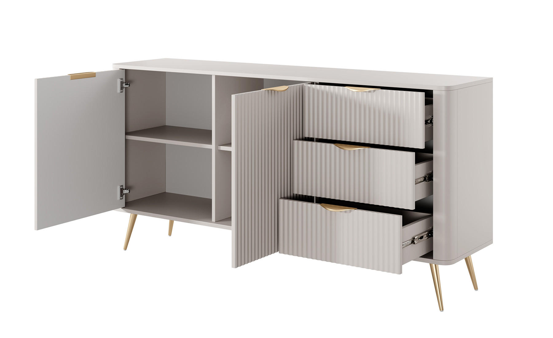 SIDEBOARD Lante beige 163 / 38 / 81cm - Beige, Holz/Holzwerkstoff (163/81/38cm) - Feldmann-Wohnen