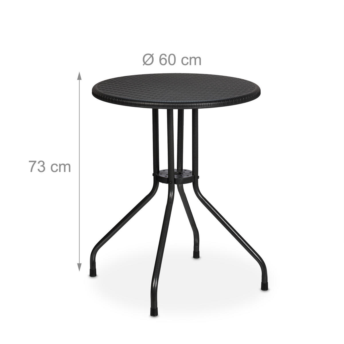 GARTENTISCH - Schwarz, Kunststoff/Metall (60/60/73cm) - Relaxdays